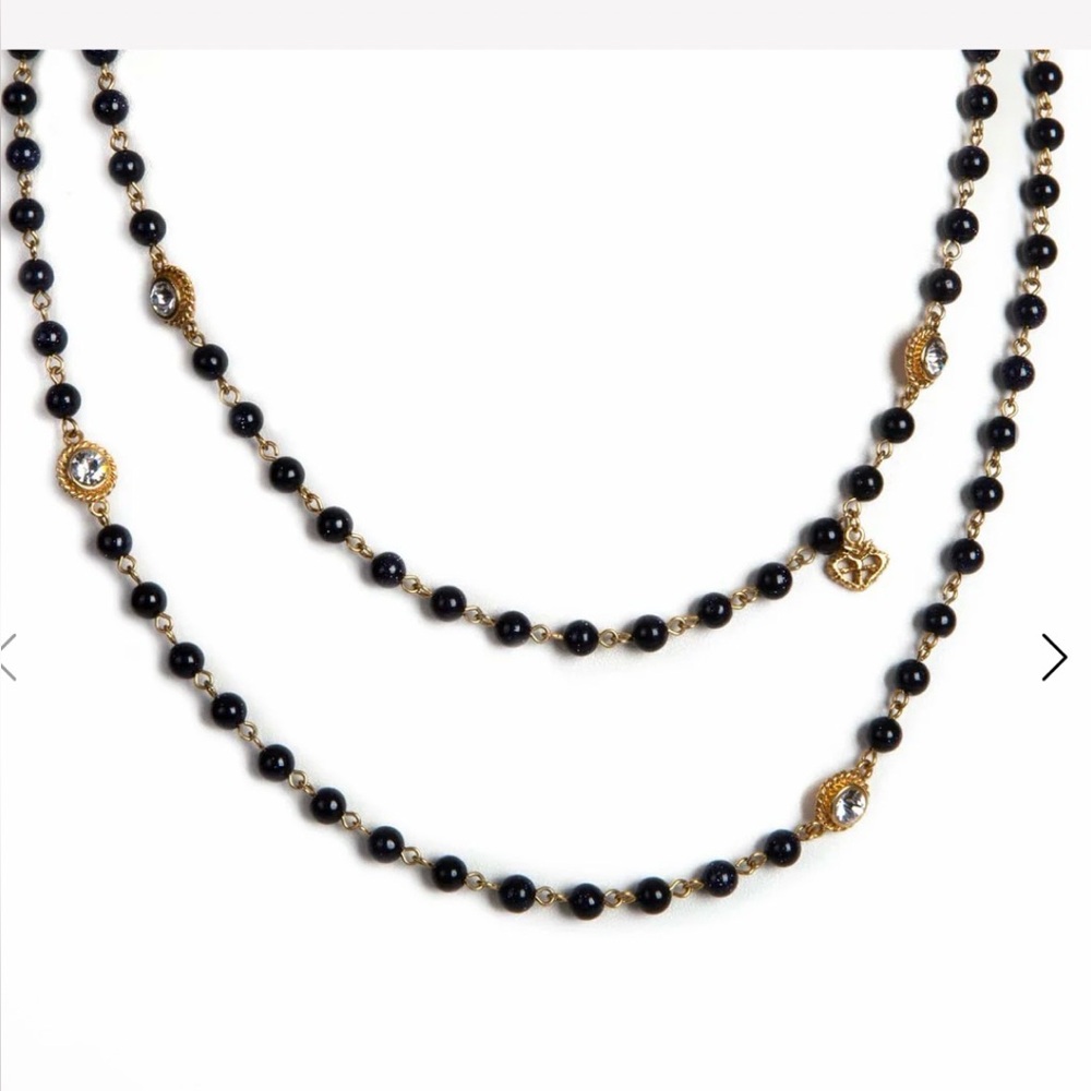 Virgins Saints & Angels Semi-Precious Black Quartz Wrap Necklace NWT
